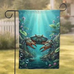 Majestic Blue-Green Crab Aquatic Plants Water Bubbles - Wildlife Lover Gift Garden Flag