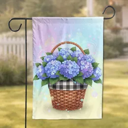 Hydrangea Basket Buffalo Plaid - Garden Lover Home Decor Gift Garden Flag