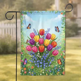 Tulip Butterfly Wildflower Bouquet - Home Decor Gift for Garden Lover Garden Flag