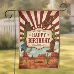 Happy Birthday Western Landscape - Birthday Gift Garden Flag