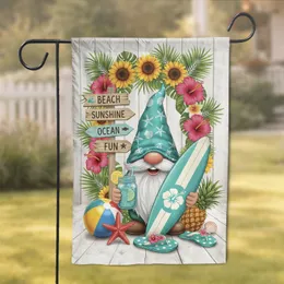 Garden Gnome Surfboard Beach Ocean Sunshine - Coastal Decor Gift for Beach Lover Garden Flag