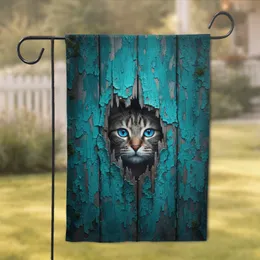 Tabby Cat Face Distressed Wood - Home Decor Gift for Cat Lover Garden Flag