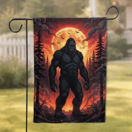 Bigfoot Forest Full Moon Bat Scene - Halloween Outdoor Decor Garden Flag