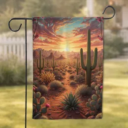 Majestic Saguaro Agave Desert Sunset Landscape - Southwest Home Decor Gift Garden Flag