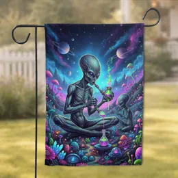 Luminous Grey Alien Pipe Beaker Nebula Landscape - Home Decor Gift for Sci-Fi Fans Garden Flag