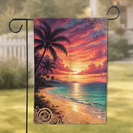 Tropical Sunset Beach Ocean Palms - Home Decor Gift for Beach Lover Garden Flag