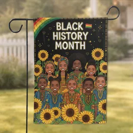 African American Children Sunflowers Pan-African Flag - Black History Month Celebration Garden Flag