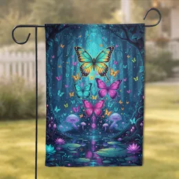 Butterflies Aquatic Plants Twilight Forest - Wildlife Lover Gift Garden Flag