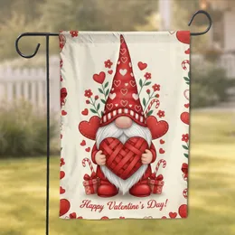 Plump Gnome Red Heart Candy Canes Valentine's Day - Festive Home Decor Gift for Loved Ones Garden Flag