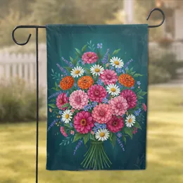 Dahlia Zinnia Daisy Lavender Bouquet - Home Decor Gift for Gardeners Garden Flag