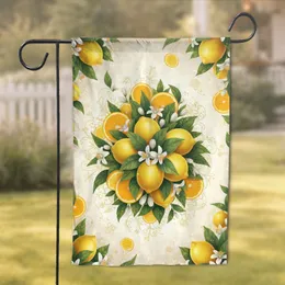 Full Canvas Golden Filigree Lemon Orange Slices Citrus Blossom - Home Decor Gift Garden Flag