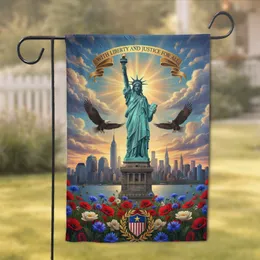 Statue of Liberty Bald Eagles American Shield - Independence Day Gift for Veterans Garden Flag