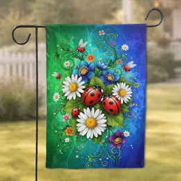 Ladybugs Daisy Blue Purple Blossom - Home Decor Gift for Garden Lover Garden Flag
