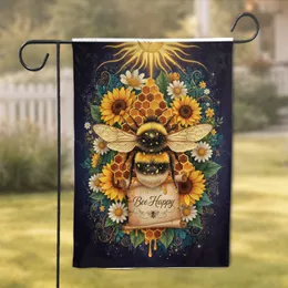 Bumblebee Sunflower Honeycomb Bee Happy Scroll - Home Decor Gift for Bee Lover Garden Flag
