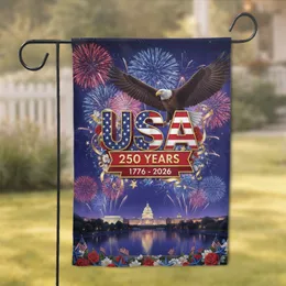 USA 250 Years Bald Eagle D.C. Landmarks - Independence Anniversary Gift Garden Flag
