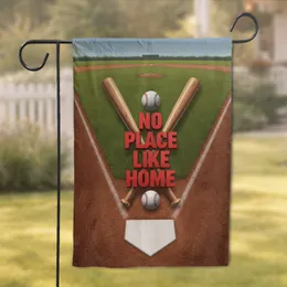 Baseball Bats Home Plate Field 'NO PLACE LIKE HOME' - Sports Fan Gift Garden Flag