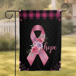 Breast Cancer Awareness Ribbon Hope Pink Flowers - Awareness Support Gift Garden Flag
