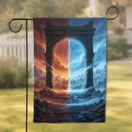 Split Realm Archway Fire Ice Portal - Home Decor Gift for Fantasy Enthusiasts Garden Flag
