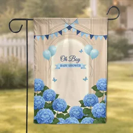 Oh Boy Baby Shower Archway Hydrangeas - Baby Shower Celebration for Expecting Parents Garden Flag