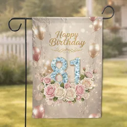 Sparkling Custom Number Diamond Numbers Roses Balloons - Happy Birthday Celebration Decor Garden Flag
