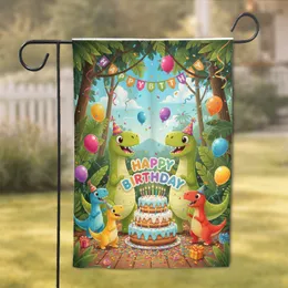 Cartoon Dinosaurs Birthday Party - Birthday Celebration Gift Garden Flag
