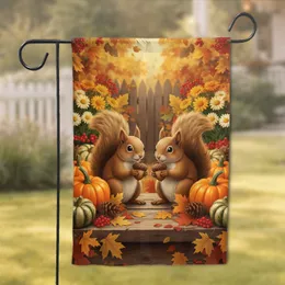 Charming Squirrels Acorn Pumpkin Harvest - Home Decor Gift for Wildlife Lovers Garden Flag