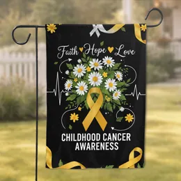 White Daisies Yellow Ribbon Childhood Cancer Awareness - Support Event Gift for Advocates Garden Flag