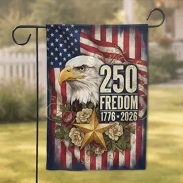 Bald Eagle American Flag 250 Freedom - Independence Day Gift for Veterans Garden Flag
