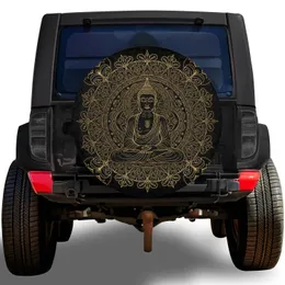 Meditating Buddha Gold Mandala Floral – Spiritual Gift for Yoga Lover Spare Tire Cover
