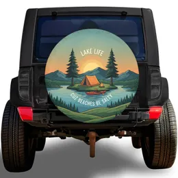 Lake Life Camping Kayak Mountains - Outdoor Adventure Gift Spare Tire Cover