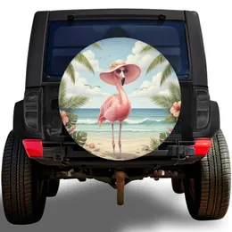 Pink Flamingo Sun Hat Sunglasses Tropical Beach - Beach Life Accessory Spare Tire Cover