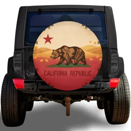 Grizzly Bear California Republic Red Star - State Pride Gift for California Enthusiasts Spare Tire Cover