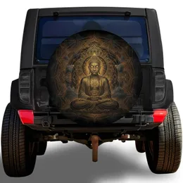 Golden Buddha Mandala Sacred Geometry - Spiritual Home Decor Gift for Yoga Lover Spare Tire Cover