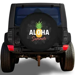 ALOHA Summer Pineapple Tropical Leaves - Vacation Road Trip Gift Spare Tire Cover