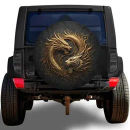 Roaring Dragon Tiger Yin-Yang Mythical Creature Ancient Power Gift Spare Tire Cover