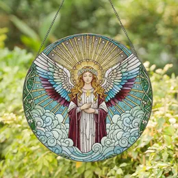 Angel Candle Celestial Sunbeam Floral Mosaic - Home Decor Gift Stained Glass Suncatcher