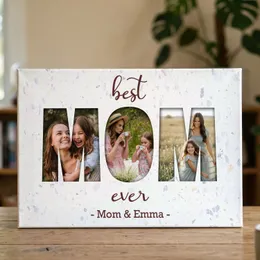 Personalized Mom Photo Canvas, Custom Mom Word Art with Photos, Mother's Day Gift from Kids Daughter Son, Wall Art Home Decor