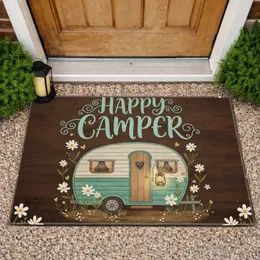 Happy Camper Travel Trailer Wildflower - Home Decor Gift for Camper Lover Doormat
