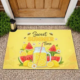 "Sweet SUMMER Time" Watermelon Lemonade Jar Bumblebees Daisies - Summer Home Decor Gift Doormat