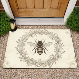Aged Parchment Honey Bee Botanical Wreath - Wildlife Lover Home Decor Gift Doormat