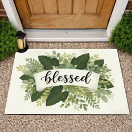 Blessed Lush Botanical Wreath Green Leaves Berries - Home Decor Gift Doormat