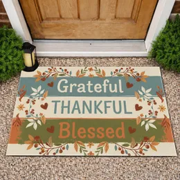 Grateful Thankful Blessed Rustic Botanical - Farmhouse Decor Gift Doormat