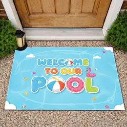 Pool Welcome Flamingo Beach Ball Float - Pool Party Home Decor for Pool Owners Doormat