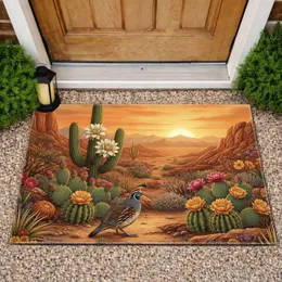 California Quail Desert Cacti Landscape Wildflower - Wildlife Lover Decor Gift Doormat