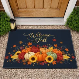 Welcome Fall Pumpkins Sunflowers Berries Acorns - Autumn Home Decor Gift Doormat