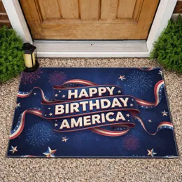 Happy Birthday America Banners Stars - Independence Day Gift for Veterans Doormat