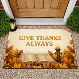 Give Thanks Always Bible Candle Autumn Leaves - Thanksgiving Home Decor Doormat