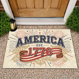 Patriotic America 1776 Text Fireworks - Independence Day Gift for Veterans Doormat