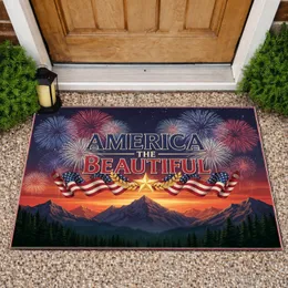 America The Beautiful Star Flag Mountain - Independence Day Gift for Veterans Doormat
