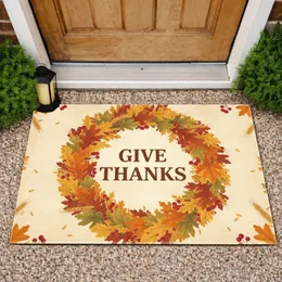 Give Thanks Autumn Harvest Wreath - Thanksgiving Home Decor Doormat